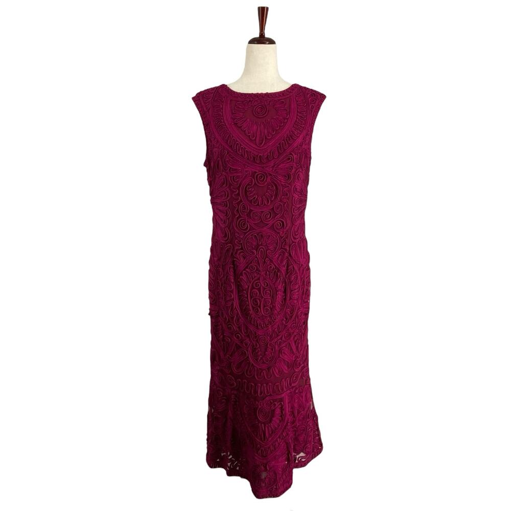 Js Collection Evening Gown 14 Embellished Burgundy Magenta Rose Pink‎ Sleeveless